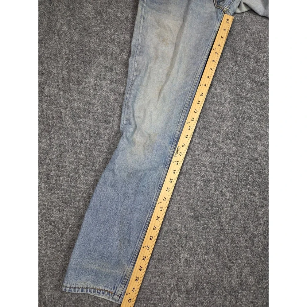 Vintage 90s Levis 501 Jeans Mens 28x34 Light Wash Blue Made In France Straight
